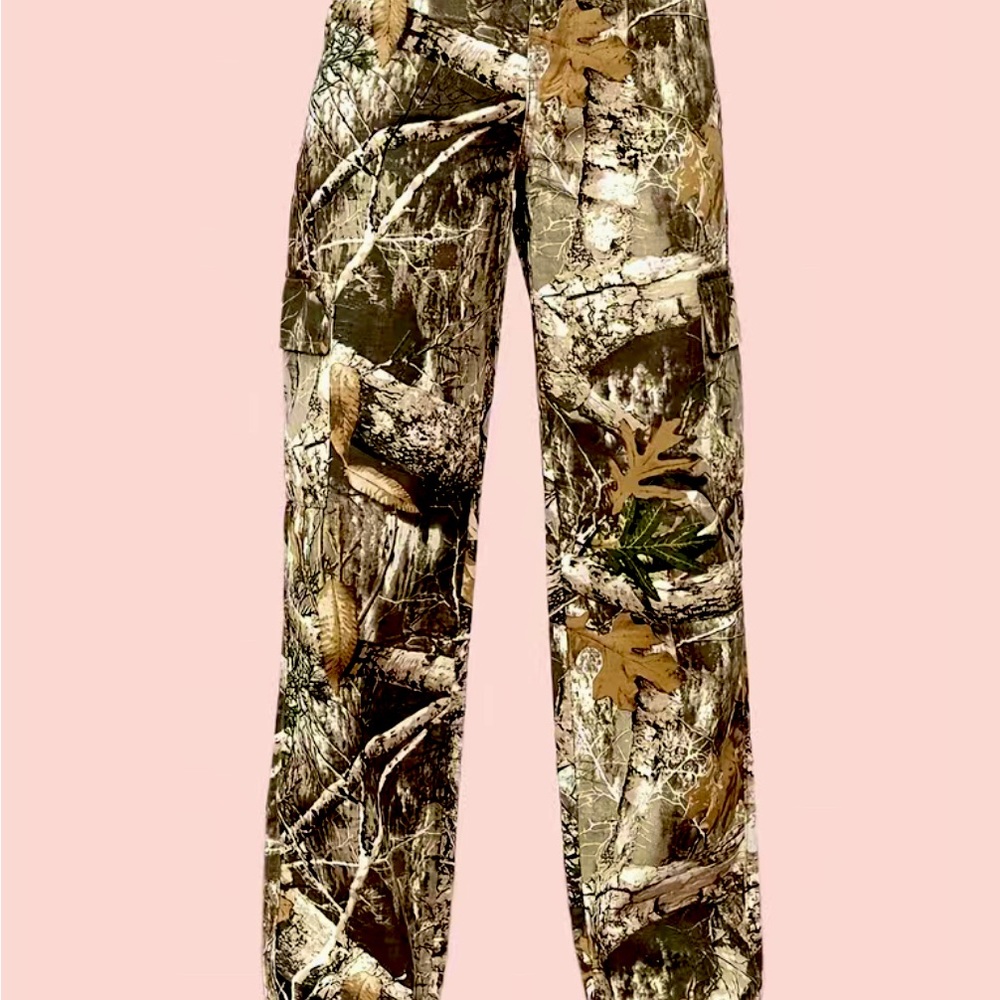 Leaves Print Cargo Pants, Casual Every Day Pants, Women's Clothing